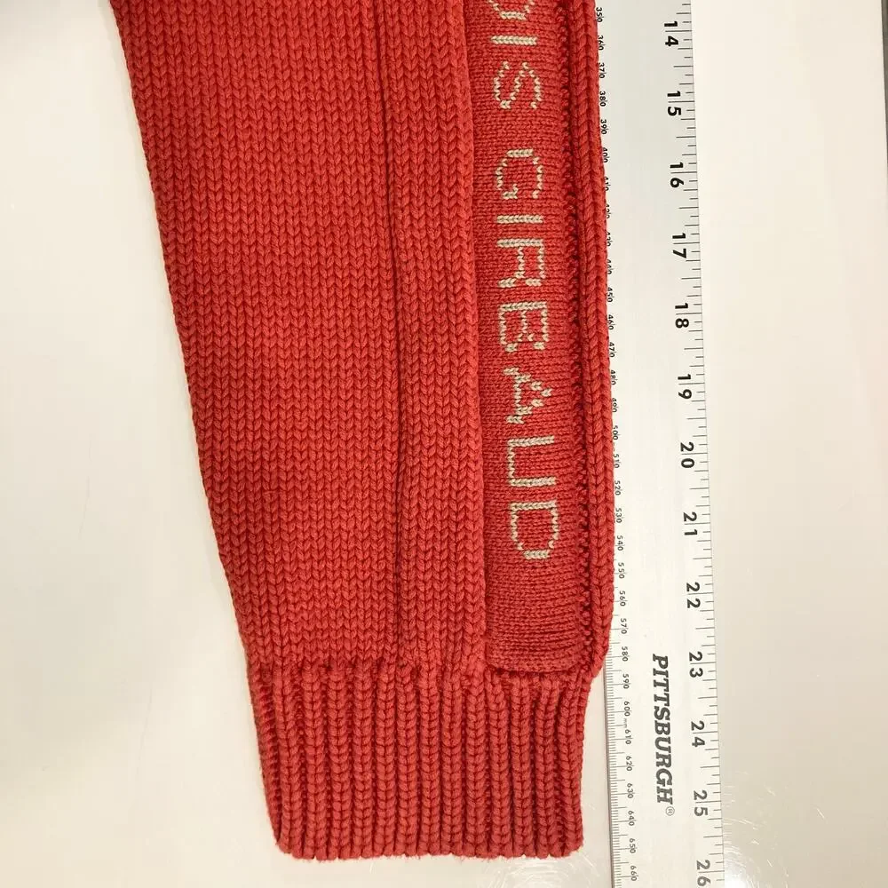 NWOT VINTAGE MARITHE FRANCOIS GIRBAUD Sweater Men L Red LogoSpellOut Turtleneck